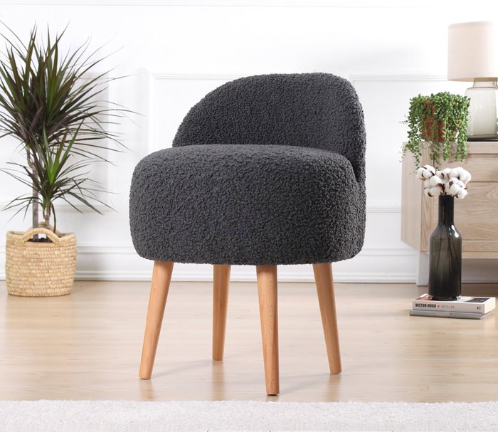 Atelier Del Sofa Puff de Piel Sintética Gris Oscuro Atelier Del Sofa Puff de Piel Sintética Gris Oscuro